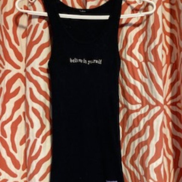 Inspiration wear, Black Tank top  "Believe in Yourself", Cotton blend Size Small - Picture 2 of 6